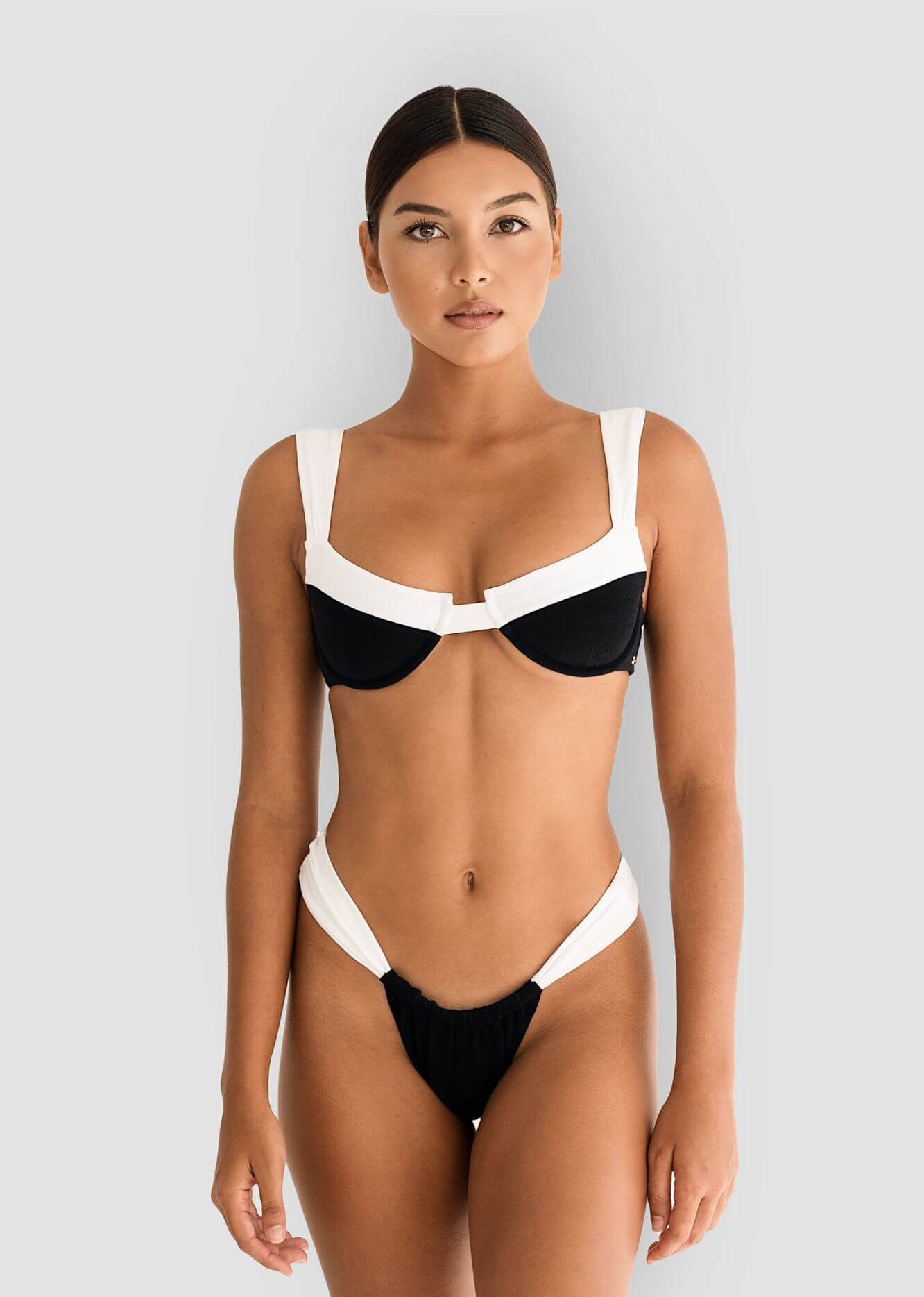 Audrey Bikini Top in Black White Ode Rae